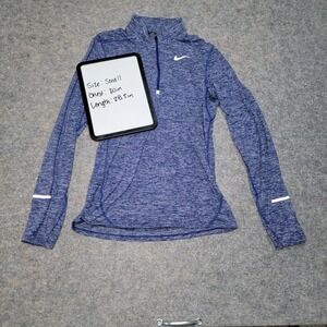 Nike Dri-FIT Running Top Women's‎ Small Blue Heather Half Zip Long Sleeve